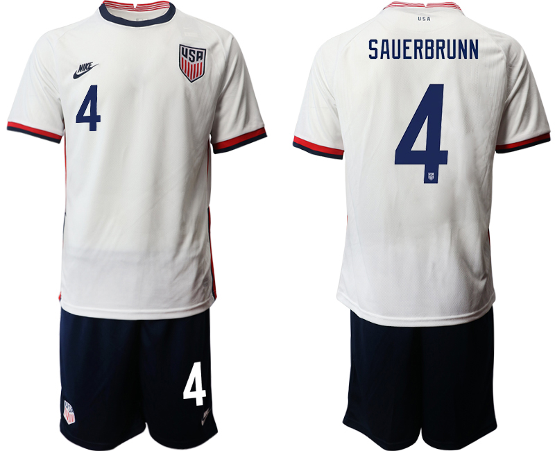 Men 2020-2021 Season National team United States home white #4 Soccer Jersey->united states jersey->Soccer Country Jersey